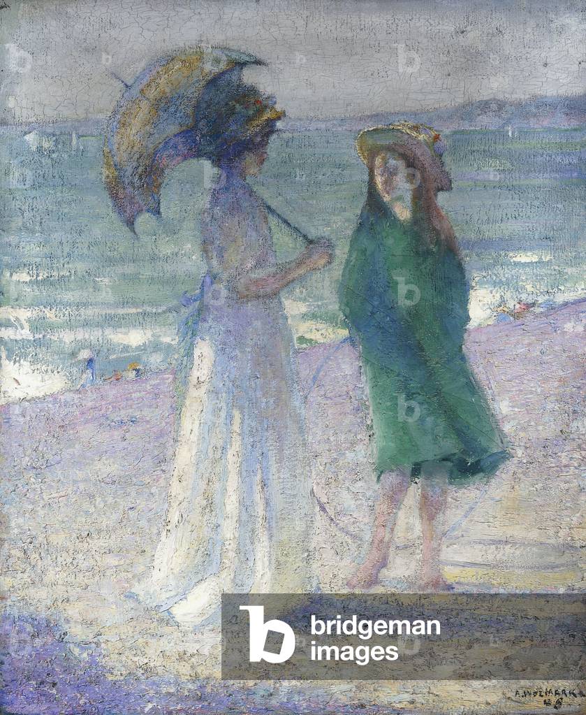On the Beach, Devon, 1908 (oil on canvas)
