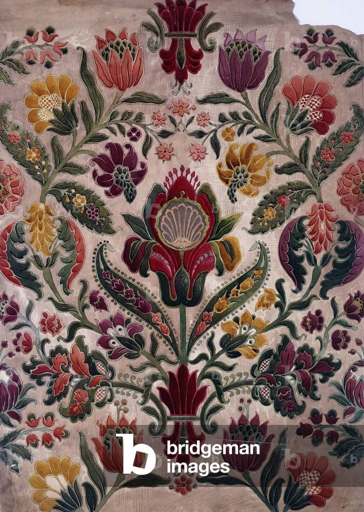 A Full-colour Cartoon of Tapestry, Silk or Wallpaper, c.1830-40 (pencil and watercolour)