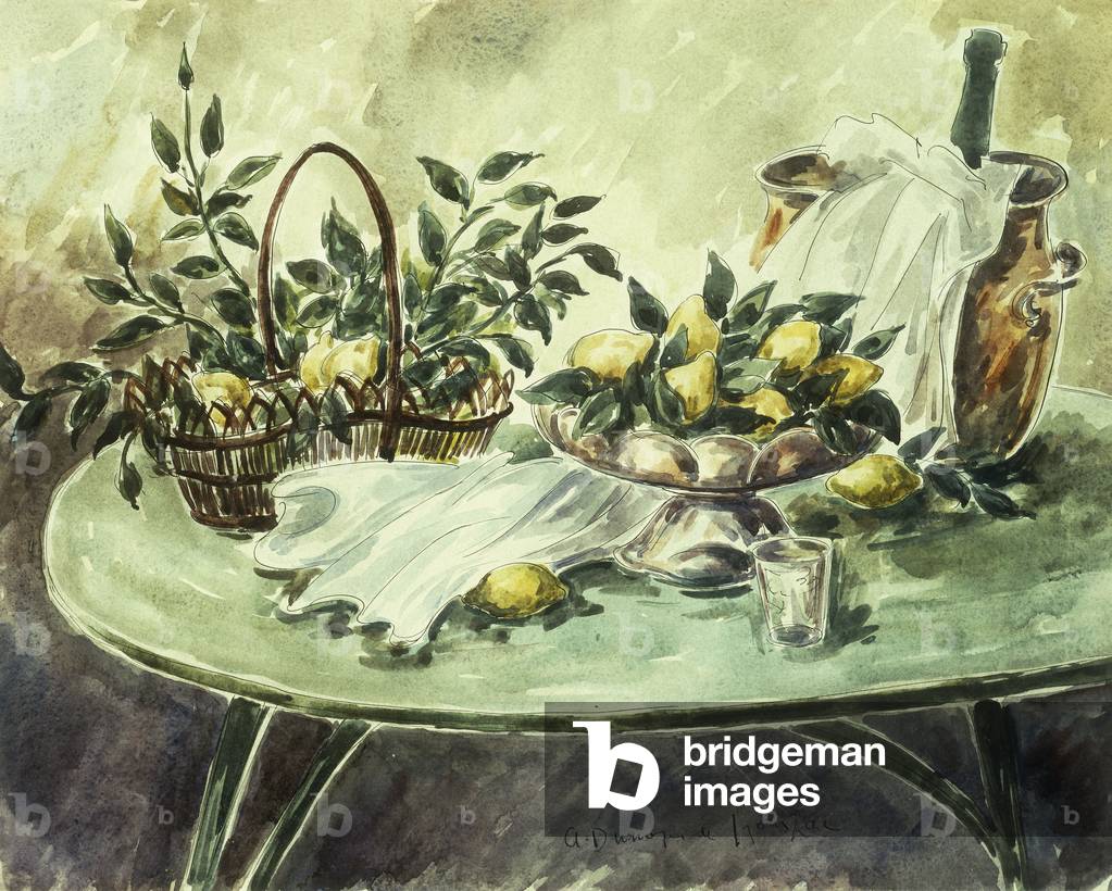 Still Life; Nature Morte, (watercolour over pen and black ink on paper)