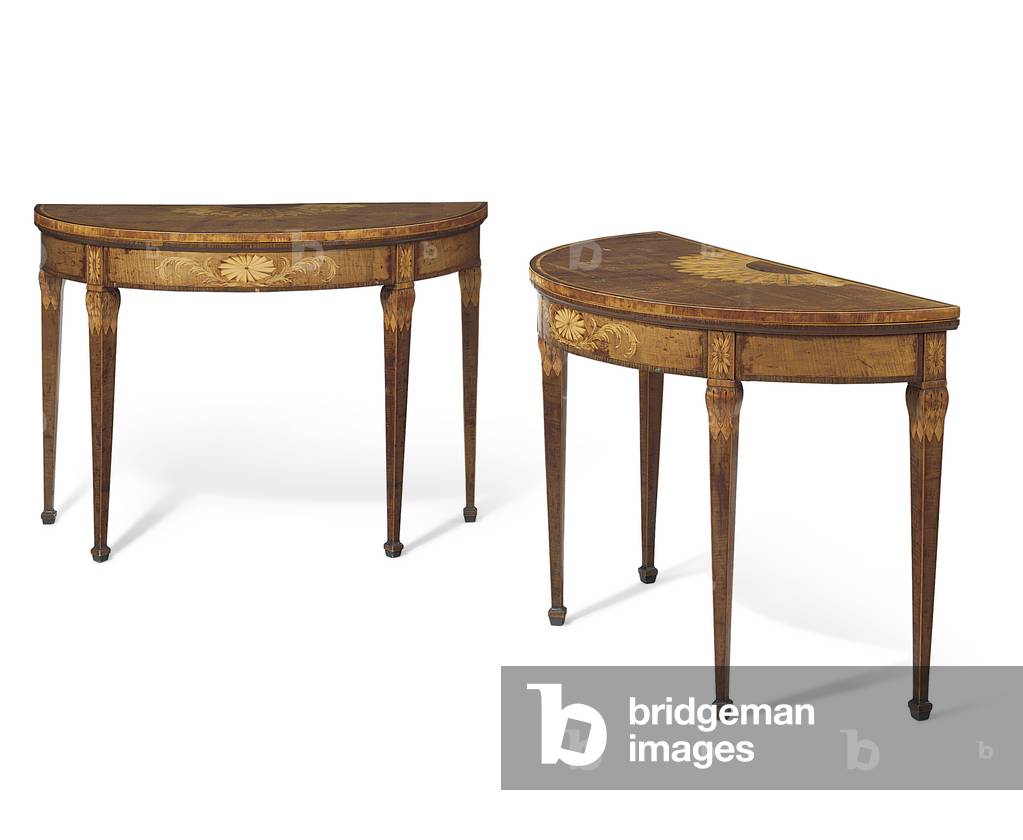 Pair of George III double gateleg games tables, c.1780 (sycamore & tulipwood) (see also 441550)