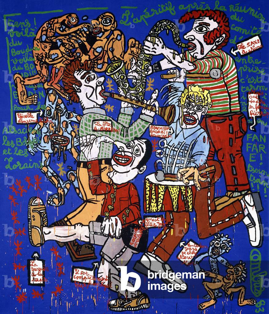 Marcel's Party: Having a Wild Time!!!, 1983 (acrylic on fabric)