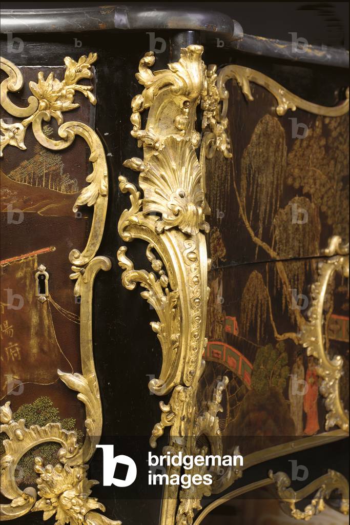Louis XV commode, c.1740 (ormolu-mounted Chinese black, polychrome & gilt lacquer, serpentine, marble and vernis)