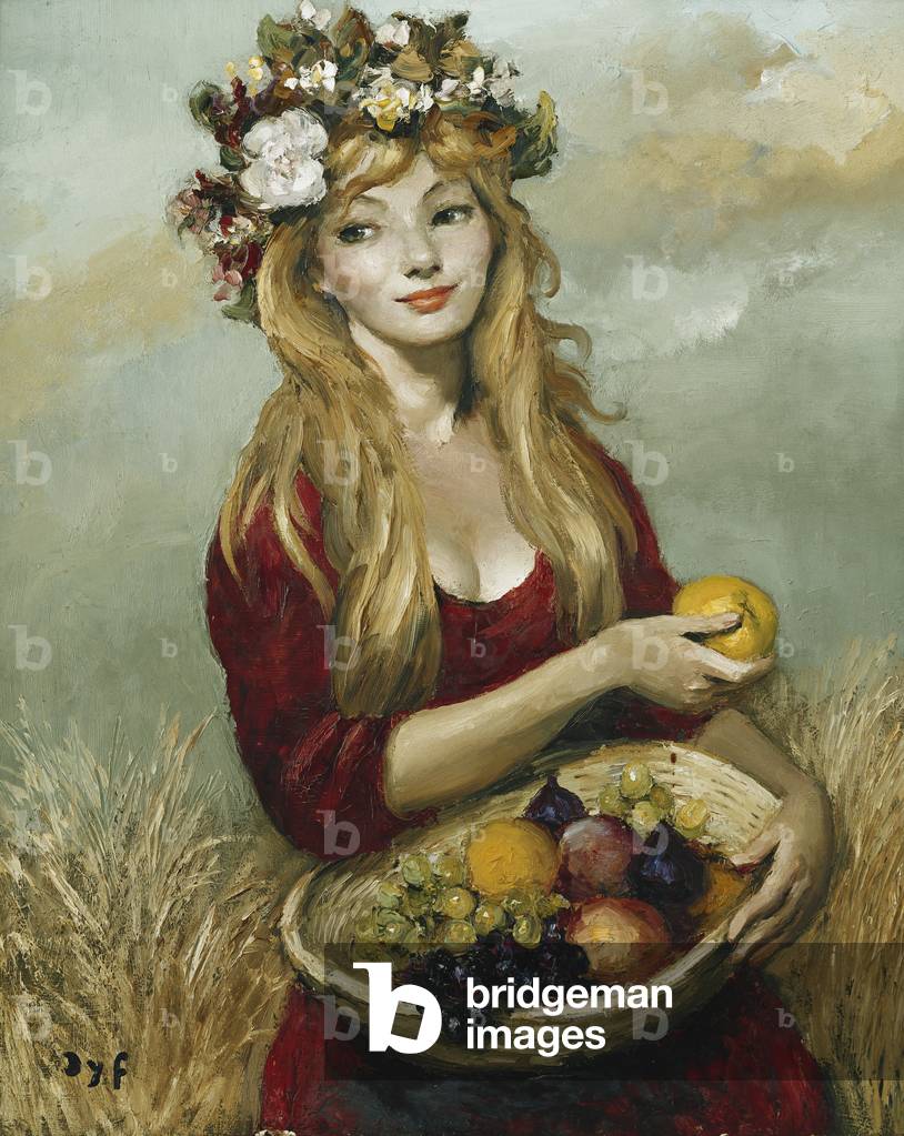 The Girl with Fruit; La Fille aux Fruits, (oil on canvas)