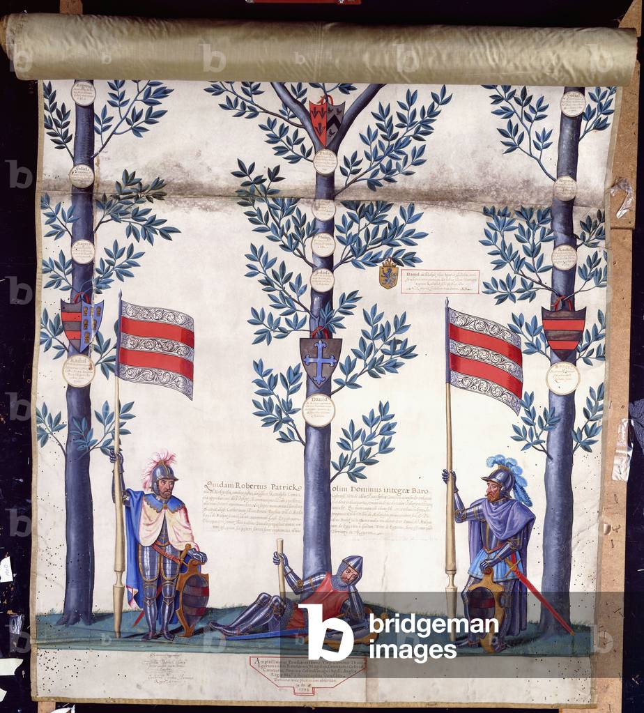 Roll of Arms and Pedigree of the Egerton Family, 1598 (illuminated manuscript on vellum)
