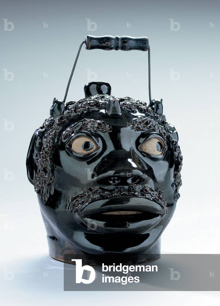 Brown-glazed and coleslaw-decorated face jug, Stine Pottery, White Cottage, Ohio (earthenware)