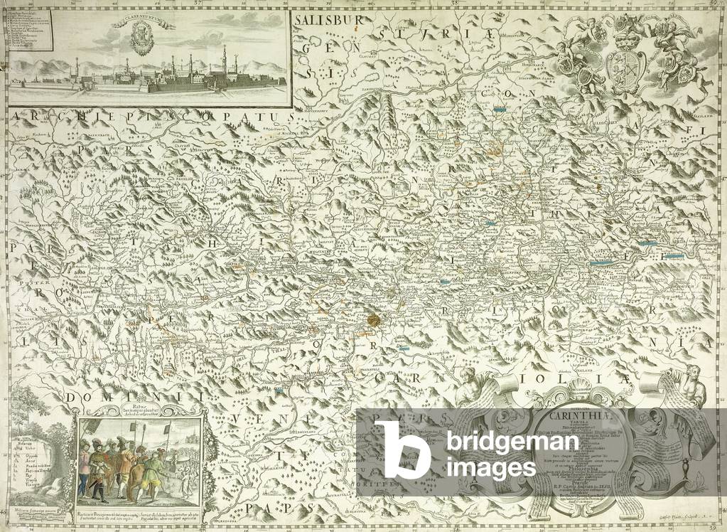 A Map of Austria and Czechoslovakia, 1718 (hand-coloured engraving)