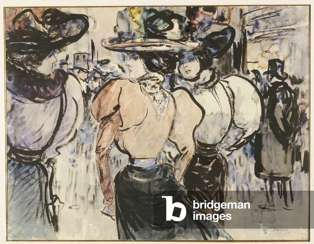Elegant Ladies in the Street (w/c on paper)