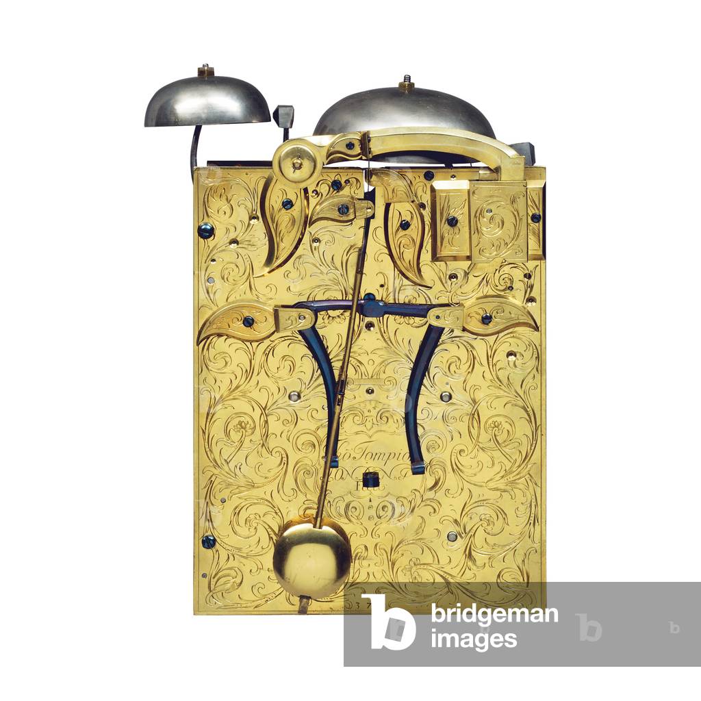 Detail of a Queen Anne mounted striking bracket clock with pull quarter repeat, No. 376, c.1705 (gilt brass) (see also 867498-500)