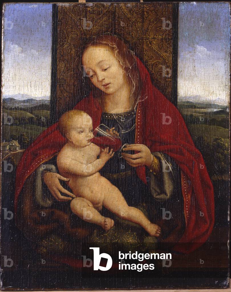 die madonna und kind thront (öl auf tafel)