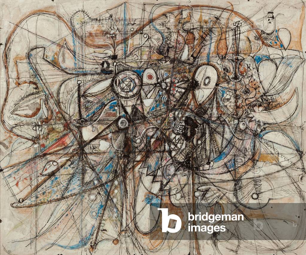 Ascending Dove, 1947 (watercolour, gouache, ink, coloured wax crayons and graphite on board)