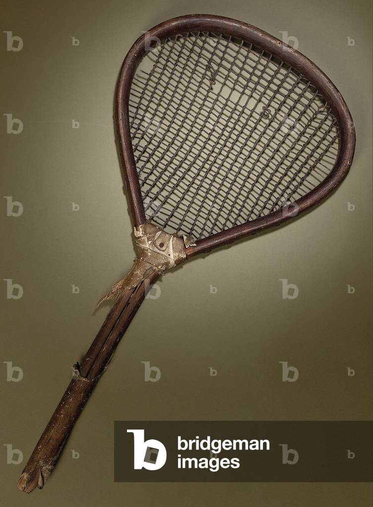 Early battledore racket, c.1825 (ash, calf skin & gut stringing) (see also 955231-3)