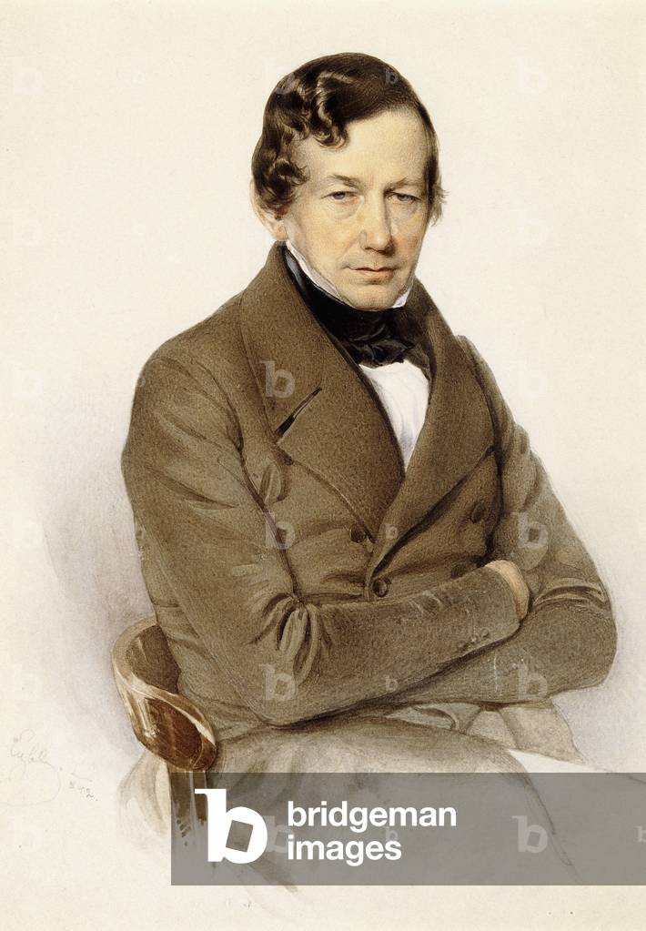 Portrait of Anton Diabelli, seated half length, 1842 (watercolour heightened with white on paper)