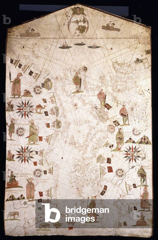 Portolan chart of the Mediterranean and Northern Europe, c.1575-1600 (Illuminated manuscript on vellum)