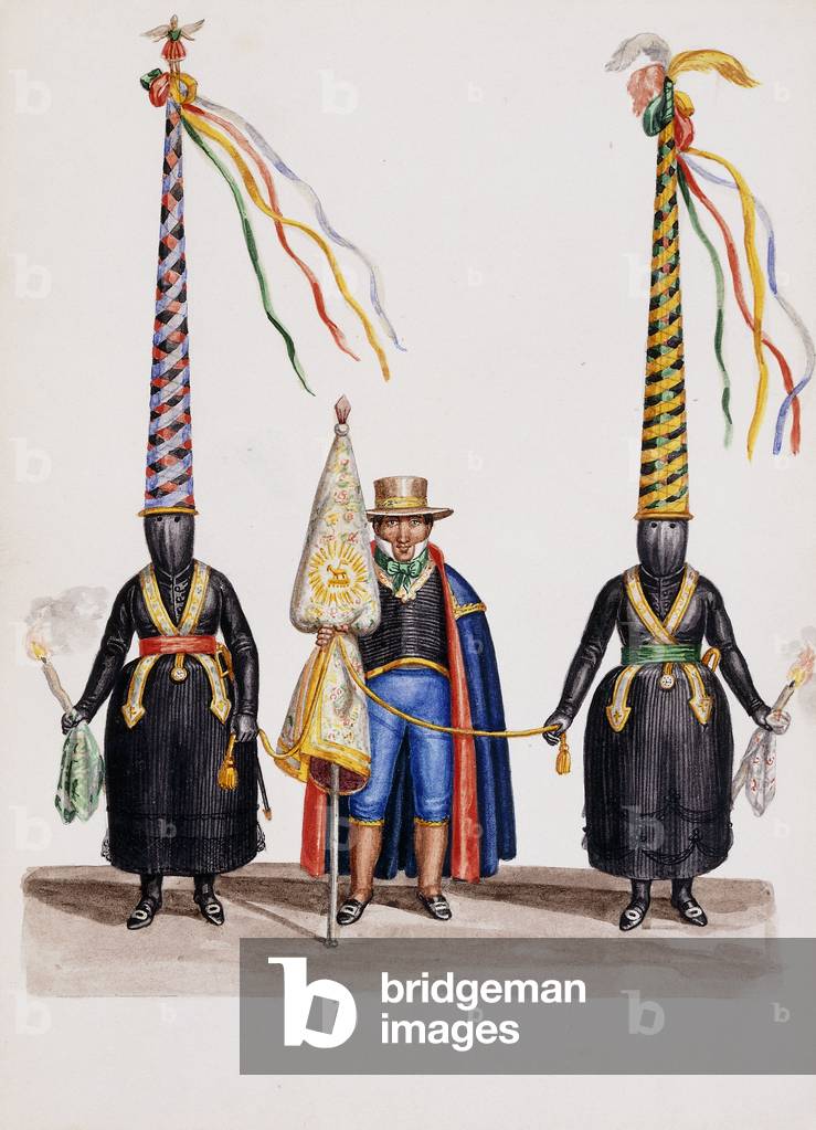 Types and Costumes of New Granada (Colombia): Figures in the Procession of Holy Monday, c.1845 (lithograph)