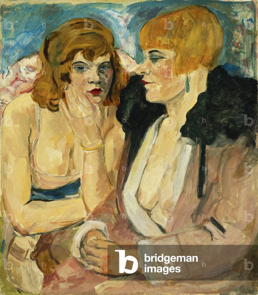 Two Seated Girls; Zwei Sitzende Madchen, c. 1923-33 (oil on canvas)