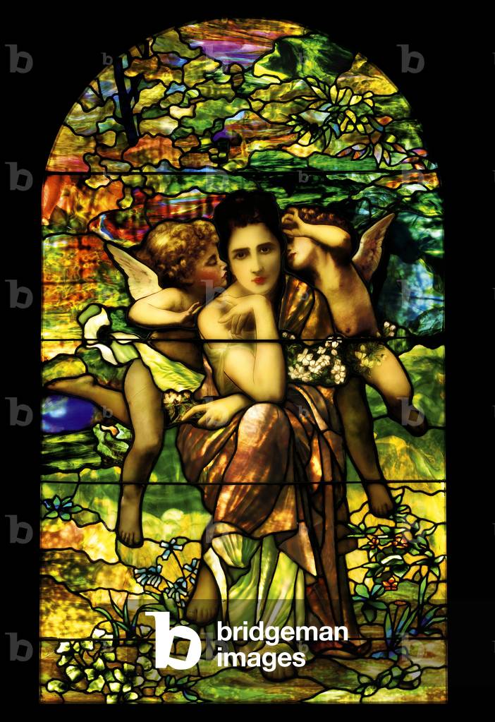 A leaded and plated favrile glass window, c.1895 (glass)