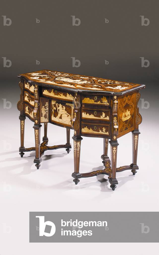 Turinese bureau mazarin, early 18th century (rosewood & walnut inlaid with ivory)