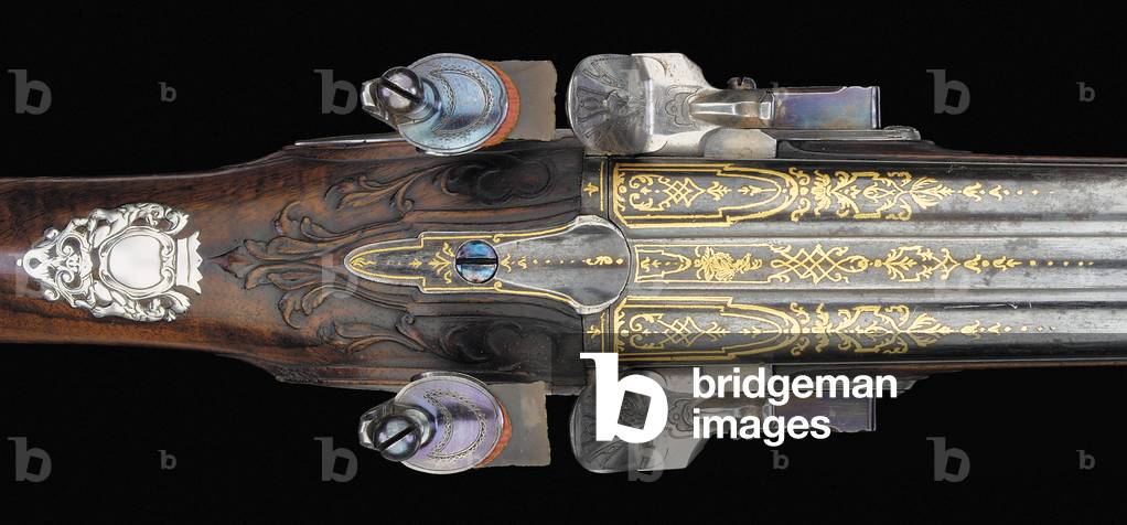 A Fine And Rare 20-Bore Silver-Mounted French D.B. Flintlock Sporting Gun, c.1725 (steel & wood with gold & silver detail)