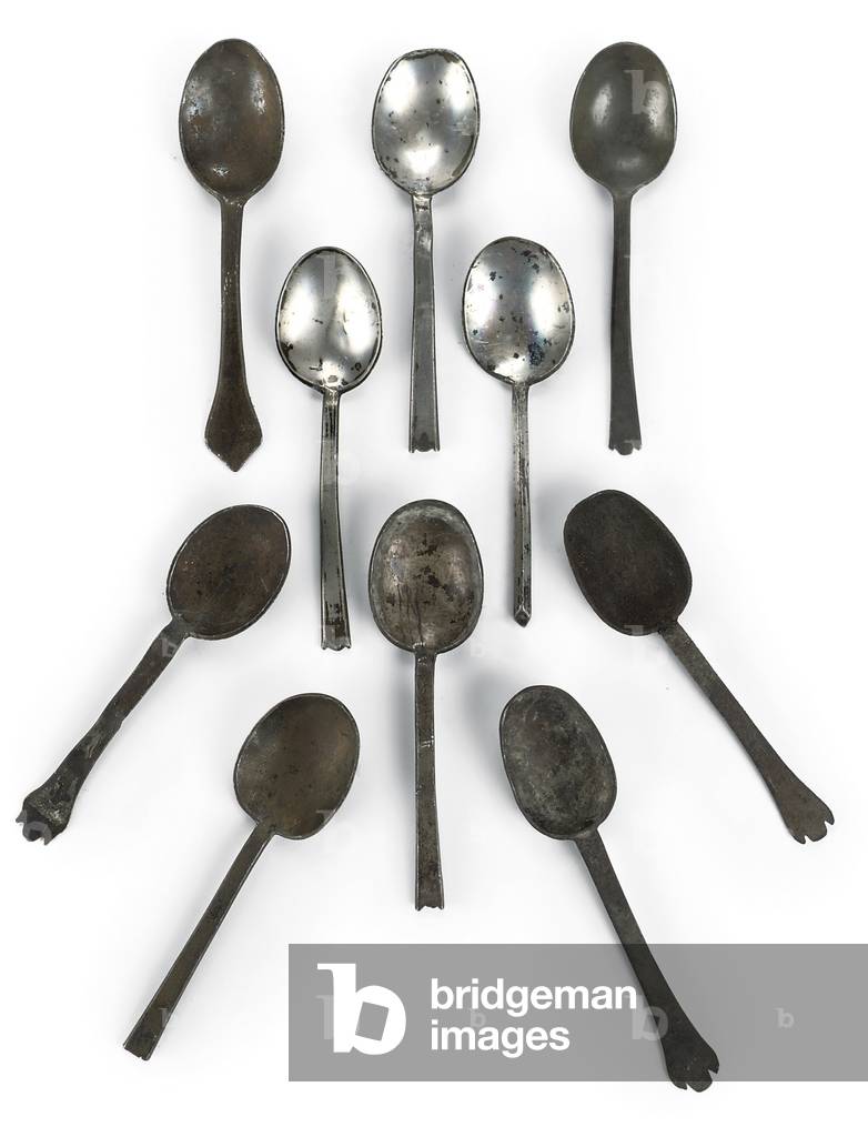 Collection of trefid spoons, mostly Dutch (pewter)