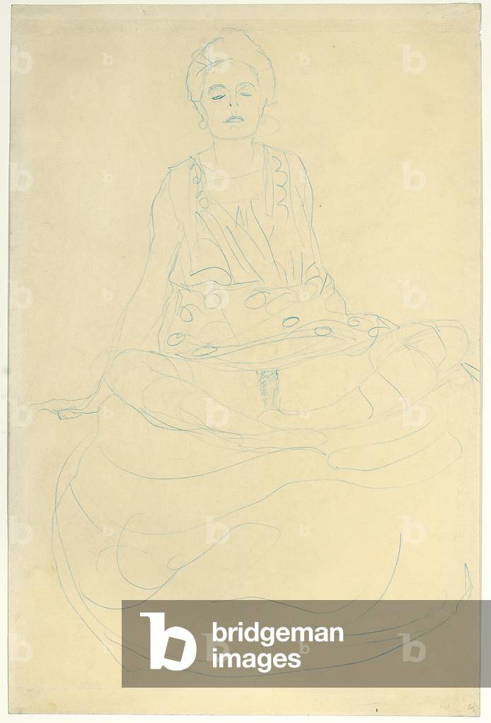 Seated half-nude from the front, c.1907 (pencil on paper)