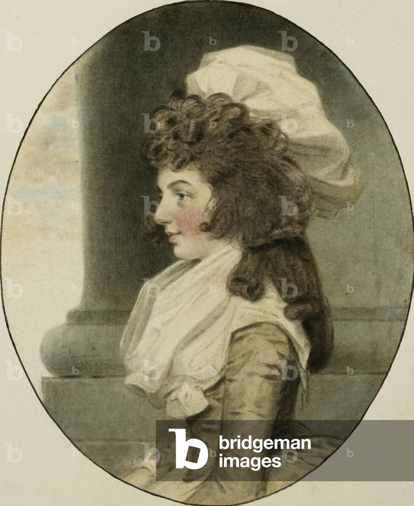 Portrait of Sarah Whitmore, Seated by a Column, 1787 (black chalk, stump and watercolour)