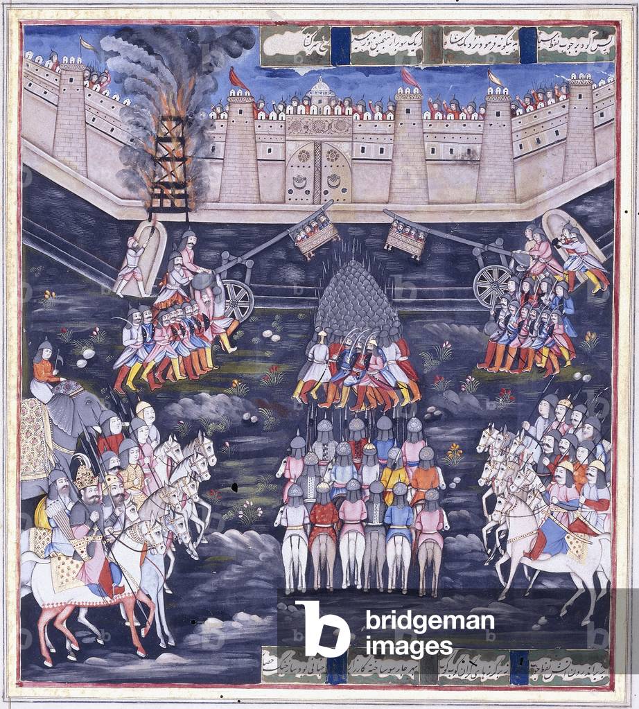 A Siege, mid 19th century (gouache with gold paint on paper)