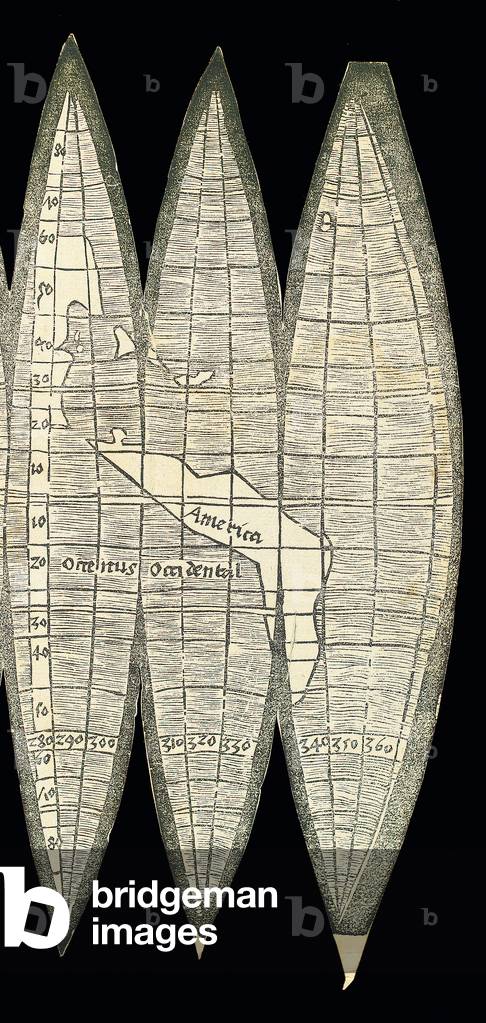 World map in the form of a set of terrestrial globe gores, 1507 (woodcut)