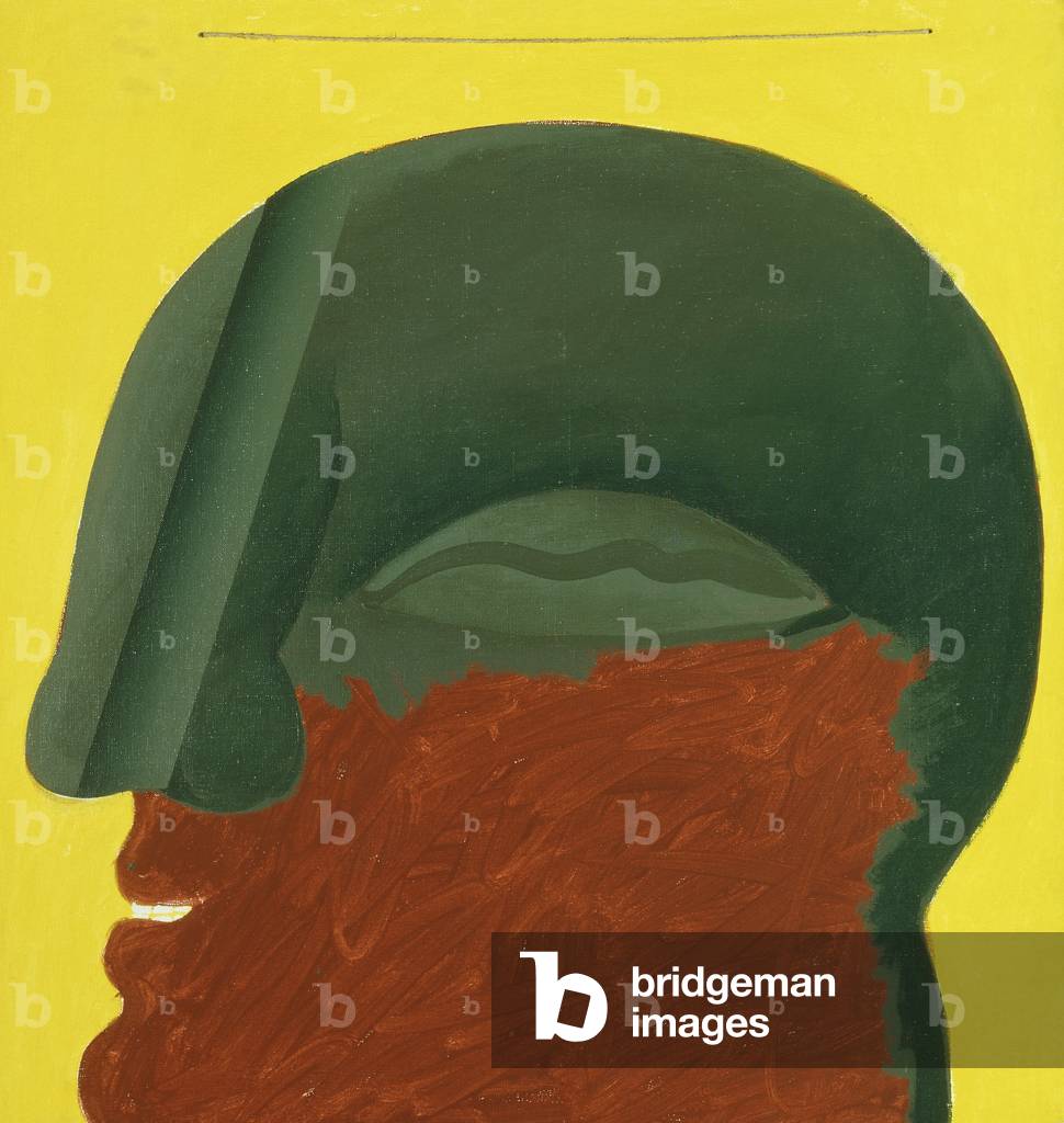 Red-Green Head (Two Shifts); Grun-Roter Kopf (Zweischicht),  (aquatec on canvas)