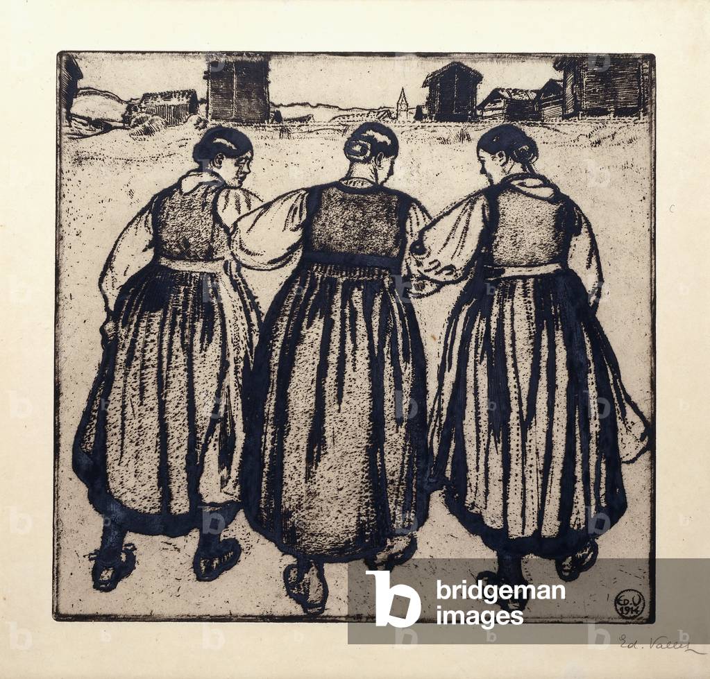 Three Maidens, 1914 (aquatint)