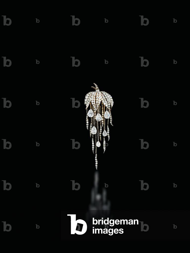 Brooch on a black background (diamond, gold & silver)