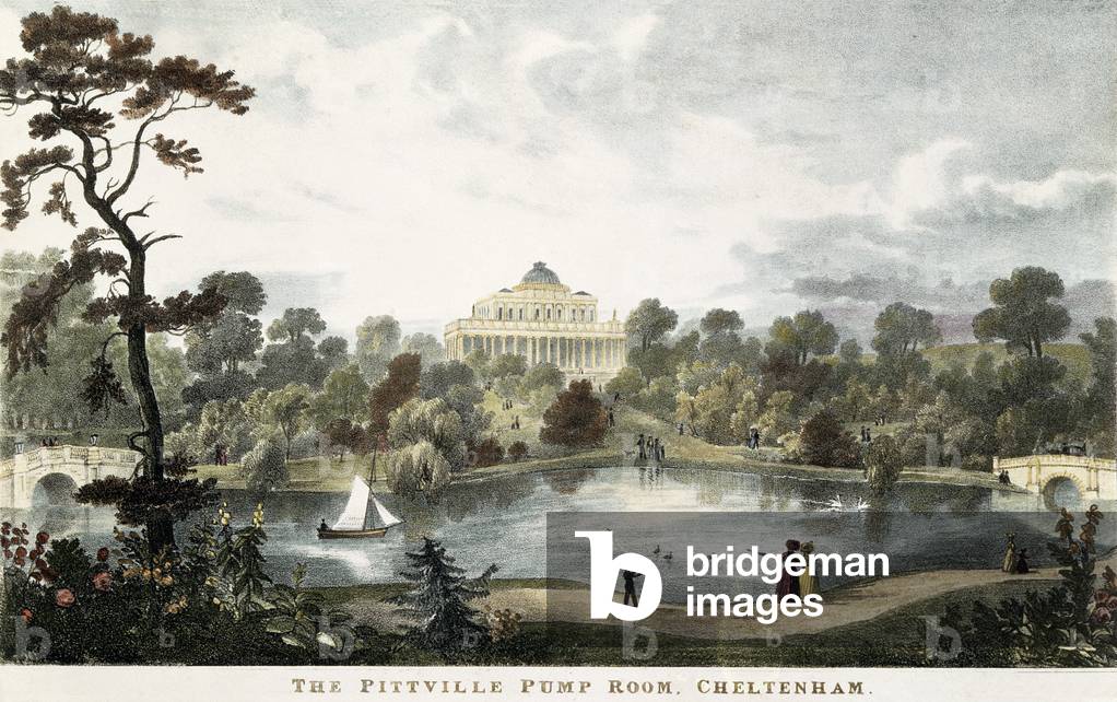 The Pittville Pump Room, Cheltenham, c.1835 (coloured engraving)