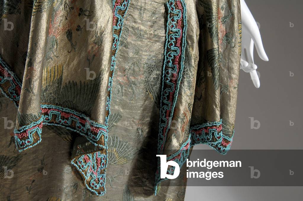 Evening dress, 1921 (detail view of draping at hip), Metallic brocade, pearl and glass beads, Callot Soeurs, Paris
