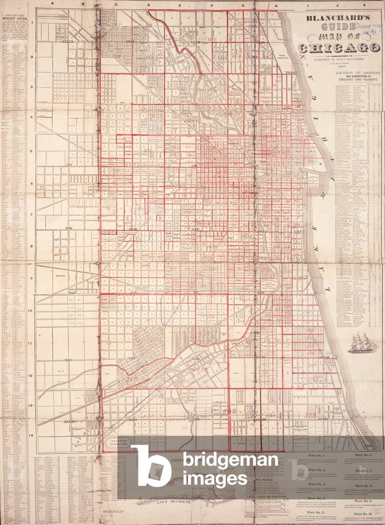 Blanchard's Guide Map of Chicago, Illinois, 1862