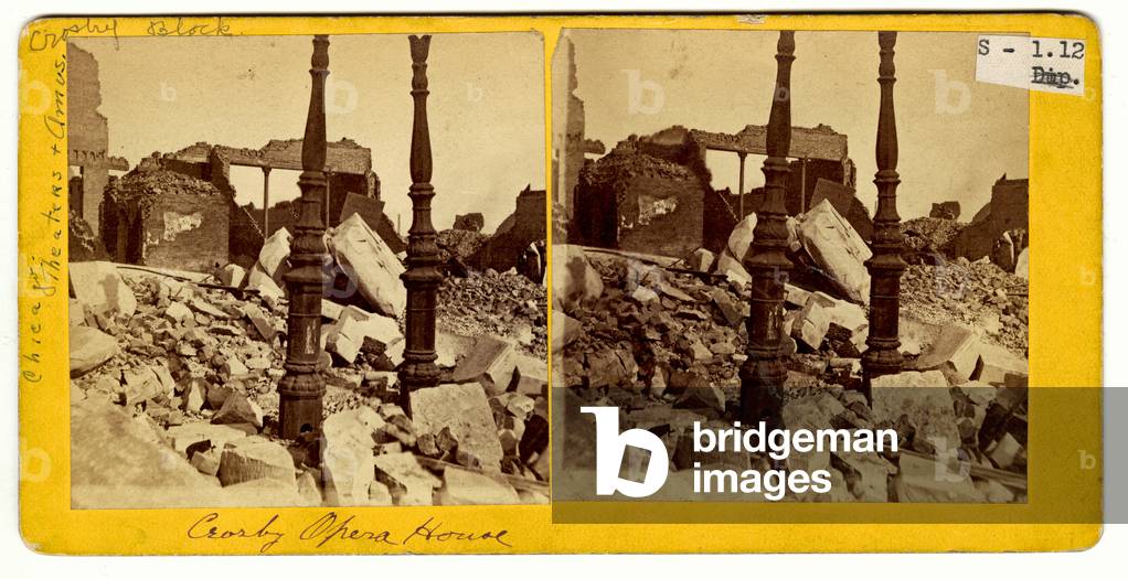 Ruins of Crosby Opera House after the Great Chicago Fire, 1871 (b/w photo)