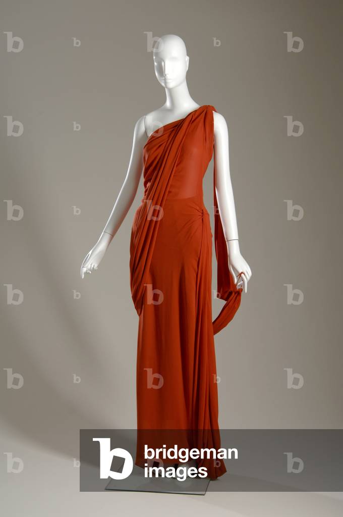 Evening gown, c.1938 (front view), Silk crepe, Attributed to Marcelle Chaumont, France