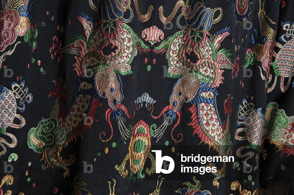 Overcoat, c.1923 (detail view of sleeve), Silk brocade, ribbon and velvet, fur, Lucile Ltd., France