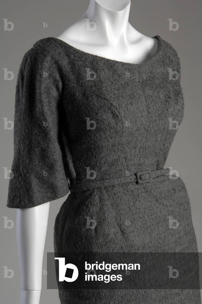 Day dress, 1951 (front oblique partial view), Wool crepe, Charles James, U.S.A.