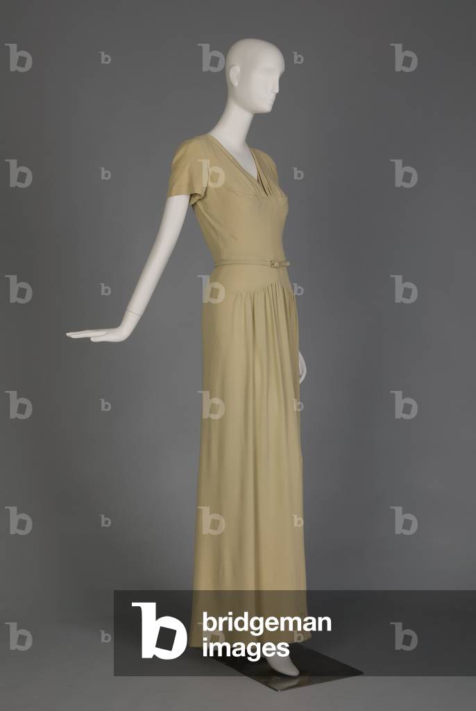 Bridesmaid dress, 1944 (front oblique view), Cotton crepe, silk ribbon, Maker unknown