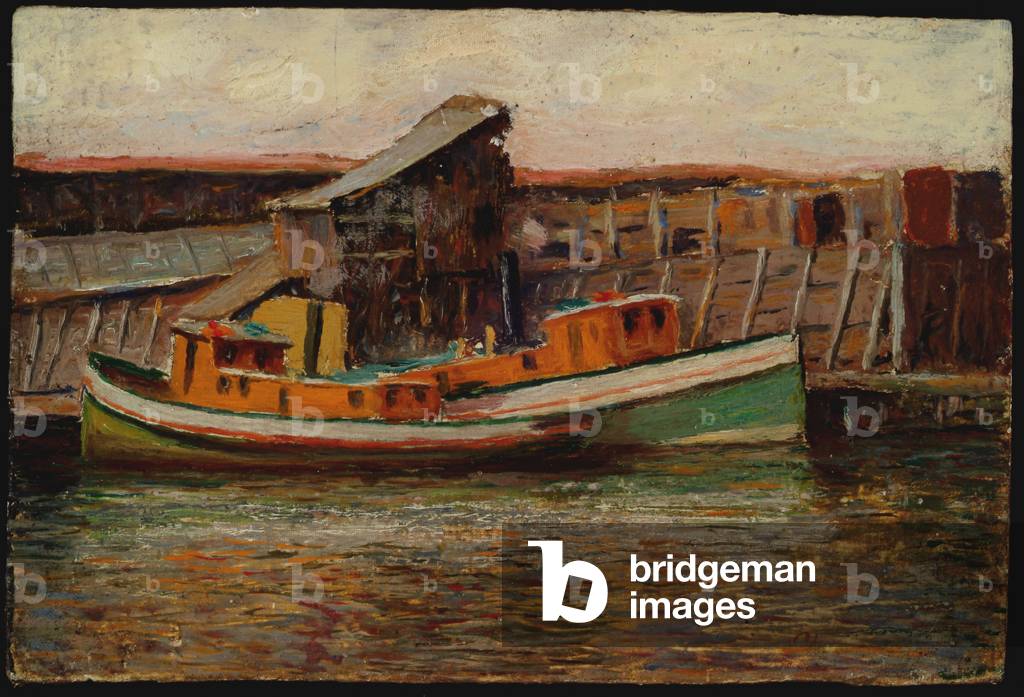 Nautical Scene - Tug Boats (oil on board)