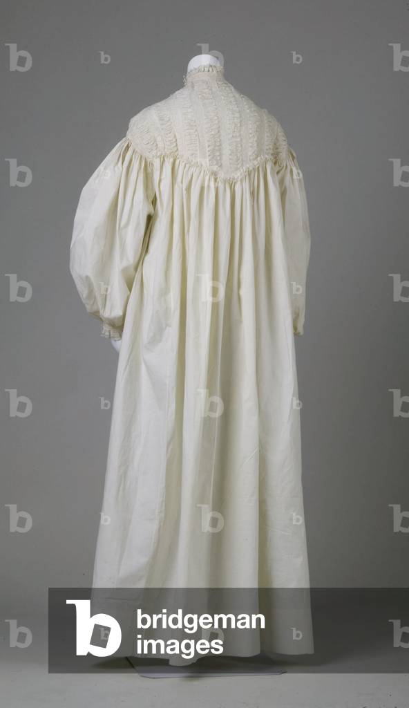 Wedding-night nightgown, 1866, Cotton batiste, cotton thread embroidery, No label