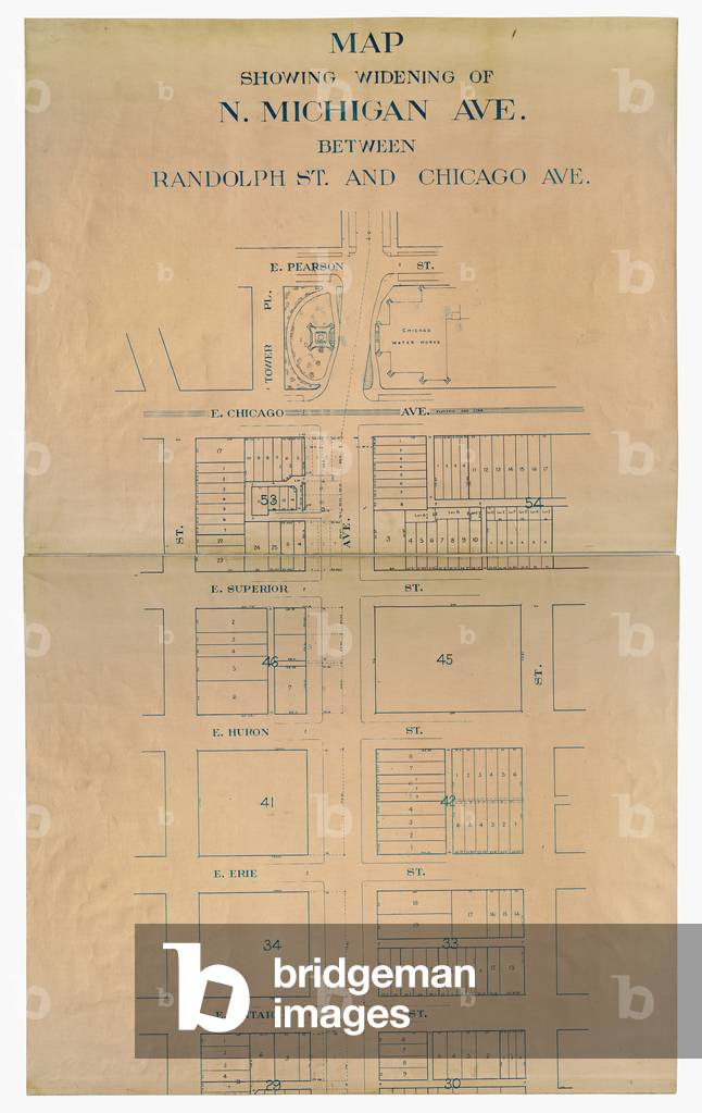 Portion of the Map Showing Widening of North Michigan Avenue, Chicago, Illinois, January 1919