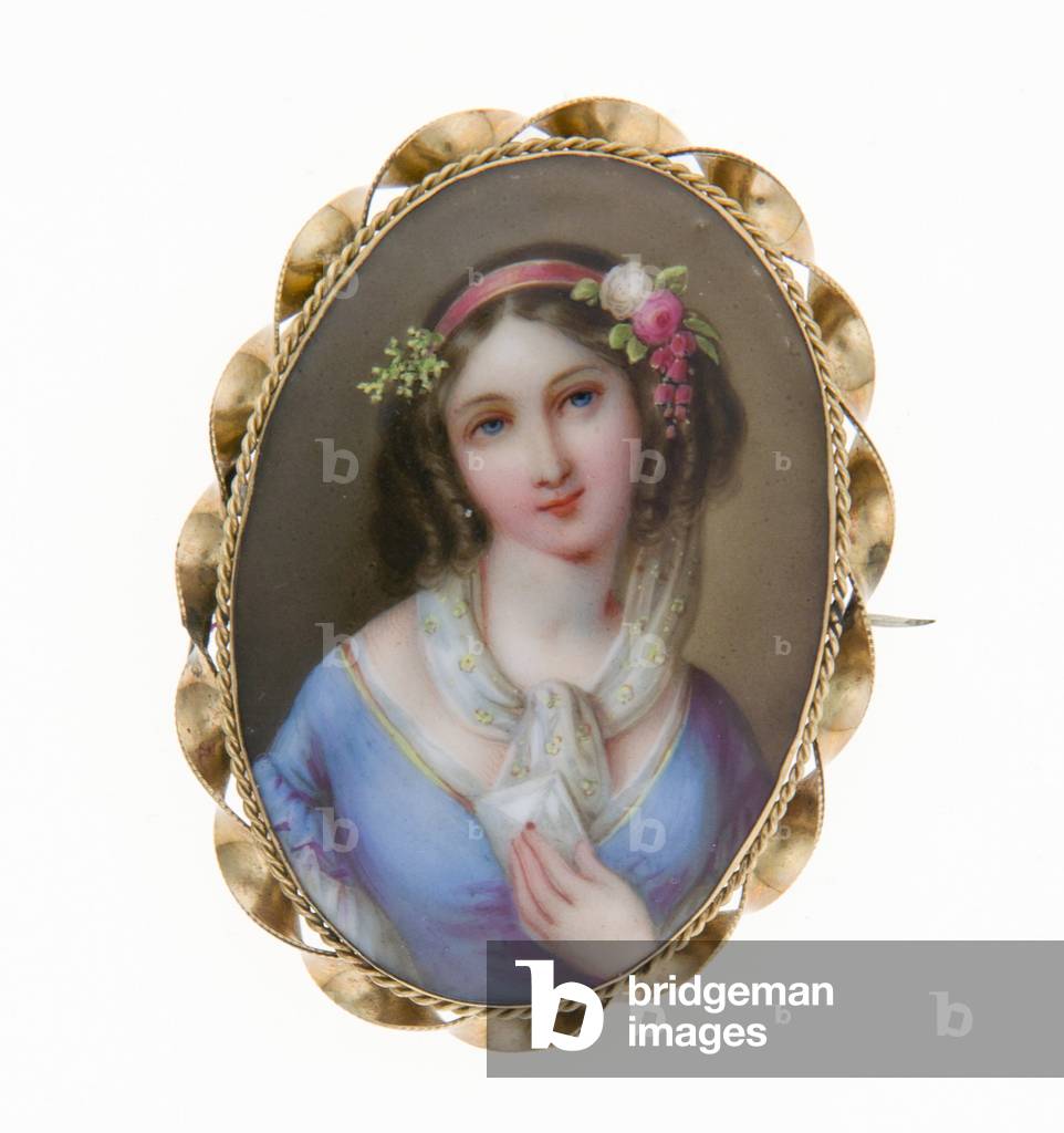 Brooch, 1860, Painted porcelain, gold, No label