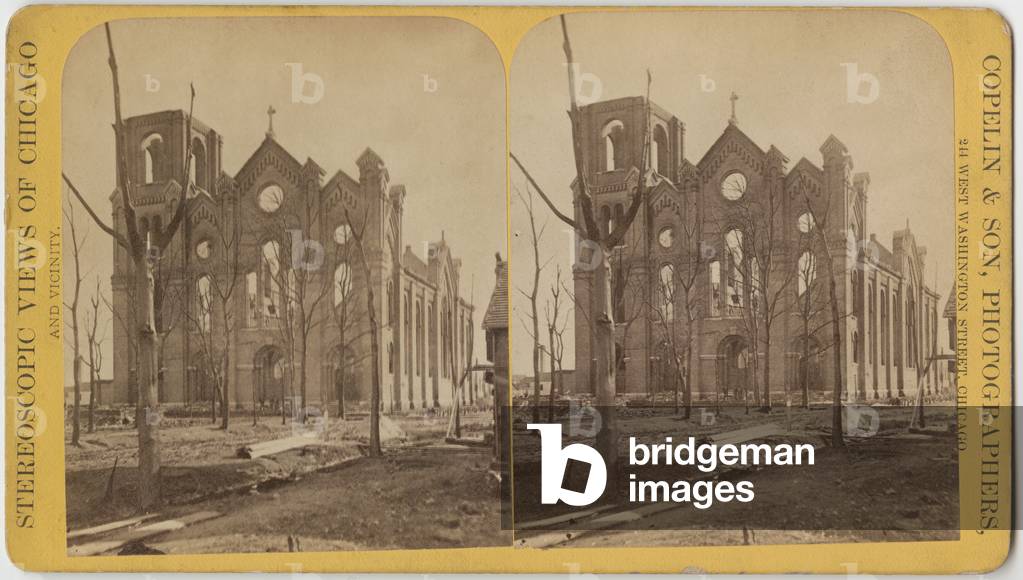 St. Michael's Church after the Chicago Fire of 1871 (b/w photo)