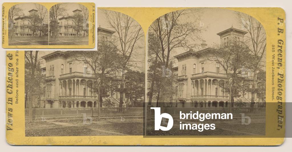 Stereograph of the Rumsey House before the Chicago Fire of 1871, 1871 (b/w photo on card mount)