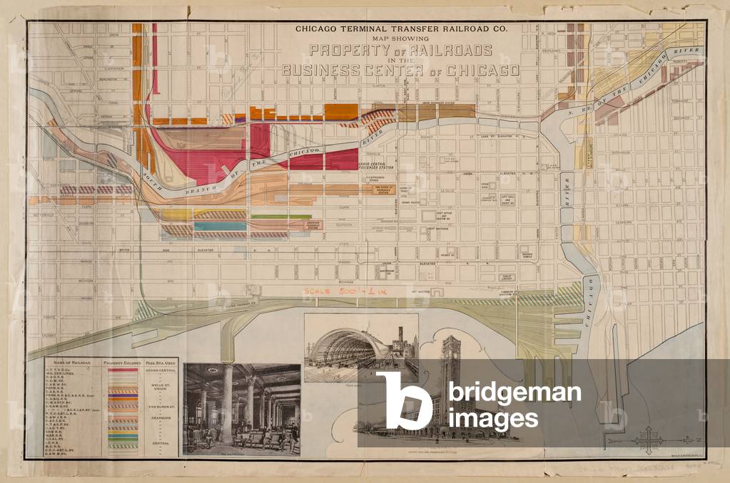 Chicago Terminal Transfer Railroad Co. map showing property of railroads in the business center of Chicago, c.1898