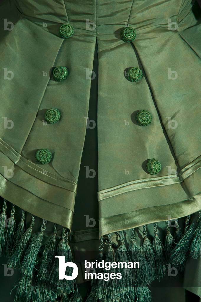 Wedding dress, 1874, Silk satin, taffeta, Maker unknown