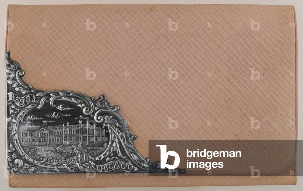 Bertha Palmer's calling card wallet, 1893, Leather, sterling silver, No label