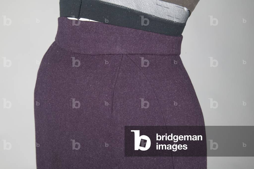 Tunic suit, Pagoda, 1955 (detail view of skirt at waist), Wool, silk taffeta, Charles James, U.S.A.