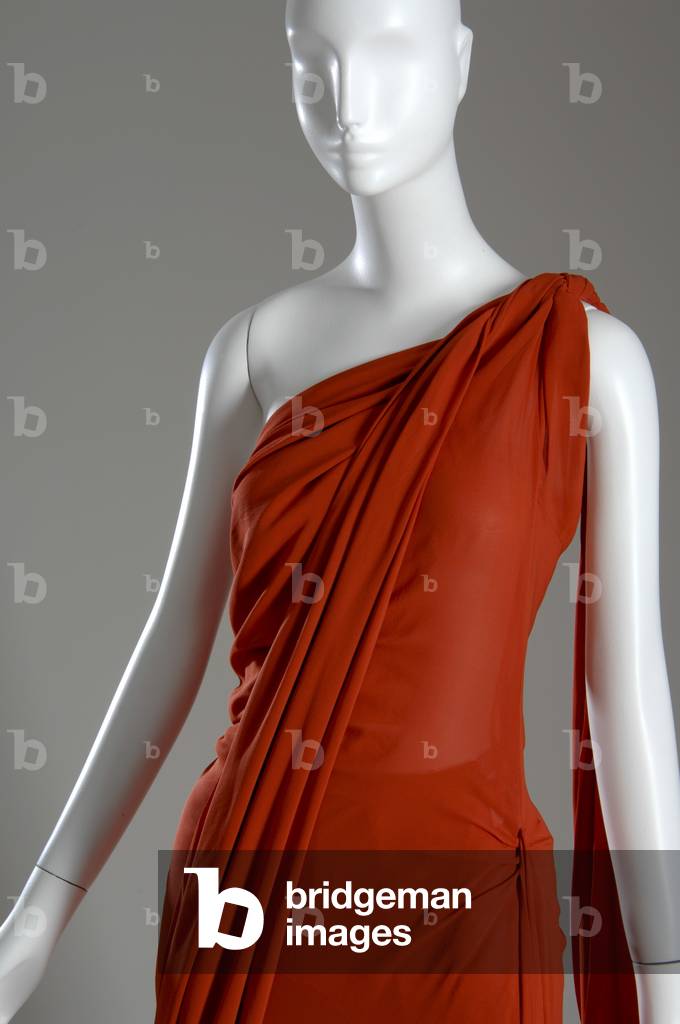 Evening gown, c.1938 (partial front view from waist up), Silk crepe, Attributed to Marcelle Chaumont, France