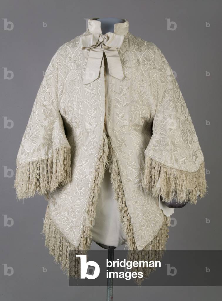 Bertha Palmer's coat, c.1870 (front view), Ribbed silk moiré, fringe, and crystal beads